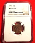 1902 Indian Head Cent NGC AU55 BN Well-Struck with lots of red *862*