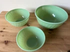 Vintage FIRE KING Jadeite Swirl Set of 3 Mixing Bowls  • 6", 7", and 9"