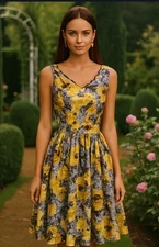 NEW! Queen Of Heartz Dress Rose Fit & Flare Crinoline PUG Anthropologie Sz S