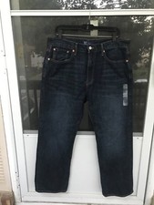 mens gap denim relaxed mid rise fuller leg zipper fly dark size 33x30