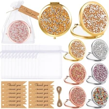 6 Sets Small Compact Mirror Round Pocket Makeup Mirror with Thank You Tags, T...