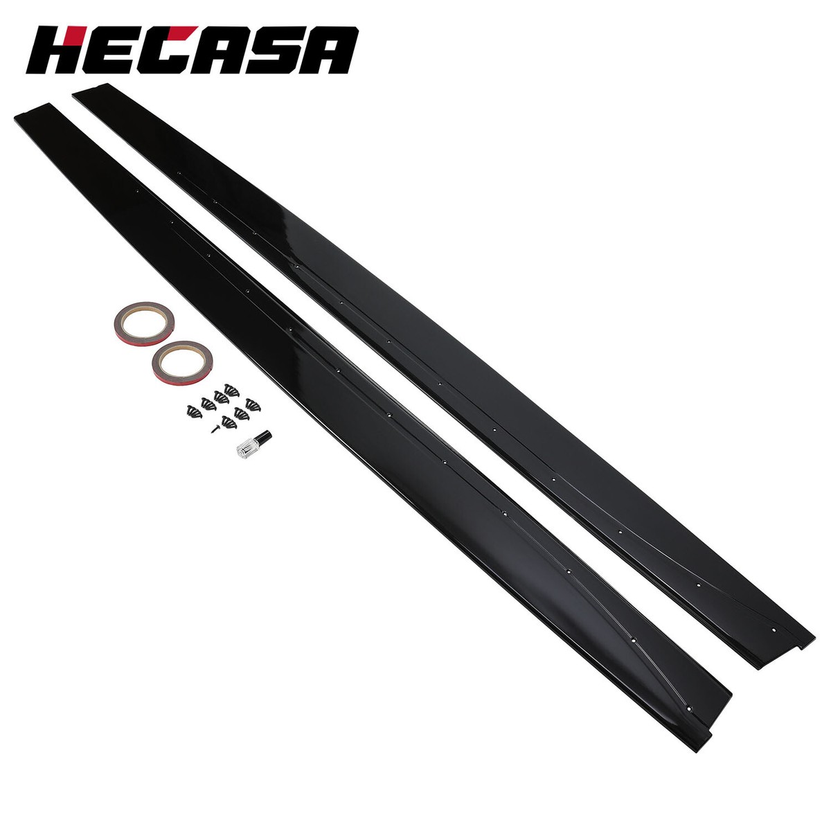 脇差外装 [B28253] HECASA Gloss Black Side Skirts Extension Rocker Panel For 15-20