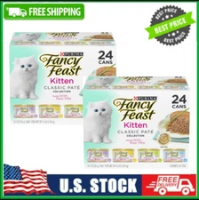 24 Cans Purina Fancy Feast Classic Pate Wet Cat Food for Kittens, 3 oz Boxes