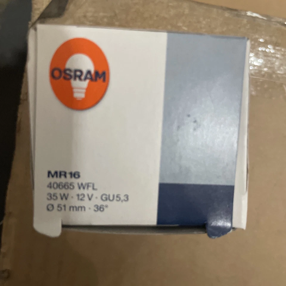 10件装欧司朗MR16 12VAC 35W玻璃盖WFL GU5.3全新带盒 — 第 2/2 张图片