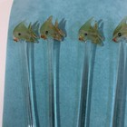 VINTAGE X 4 YELLOW GLASS & CLEAR STEM FISH COCKTAIL SWIZZLE STIRRERS STICKS 8" — photo 5
