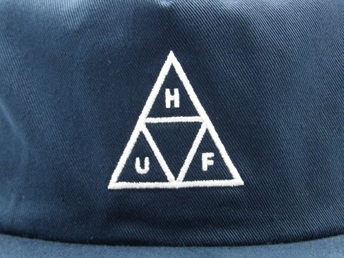 HUF Worldwide Triple Triangle Men's Snapback Hat Cap Navy Blue - Picture 2 of 4