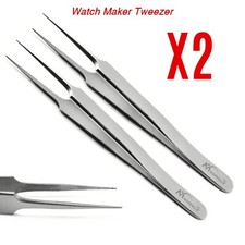 2Pcs Watch Maker and Jewelry Repairs Pickup Grasping Fine Point Repair Tweezers