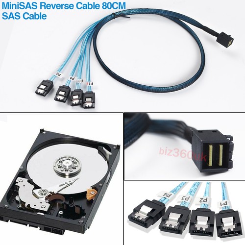 Power Reverse Breakout Mini SAS 4X SATA 7 broches vers SFF-8643 SAS HD divisé 80 cm - Photo 2/12