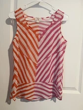 LOFT Sz XS Sheer Striped Sleeveless Blouse FairyCore whimsy Beachy