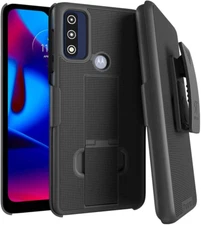 For Motorola G Pure (2021) Case with Belt Clip Holster, Kickstand Slim Cover Pho