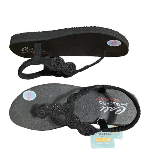 Skechers Meditation Vegan Sling Back Sandals Stars & Sparkle Black Size 8
