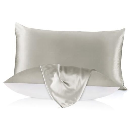 Natural Silk Pillowcase for Hair and Skin with Standard 20''x26'' Silvergray-image