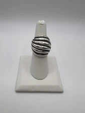 David Yurman Sterling Silver 18k Gold Sculpted Cable Dome Ring Size 7