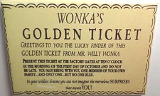 Wonka Golden Ticket 2"x3" Fridge or Locker MAGNET Chocolate Retro Factory