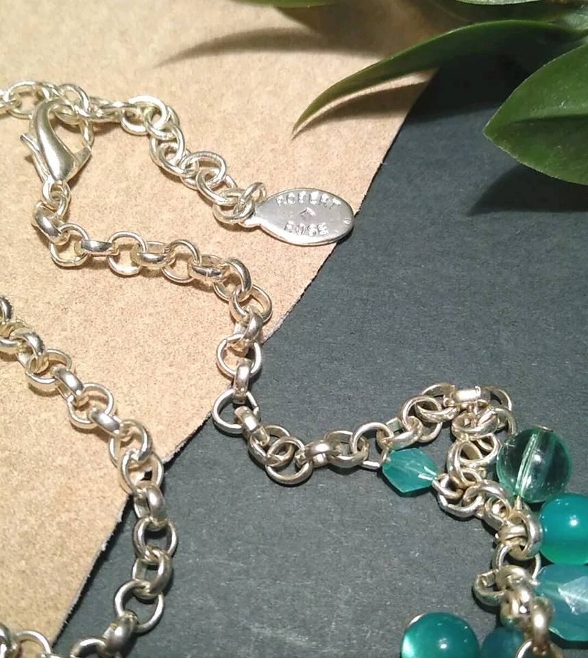 Collar Gargantilla ROBERT ROSE Tono Plata, Acrílico Tono Aqua Cuentas "Cha-Cha"! Foto 3 de 4