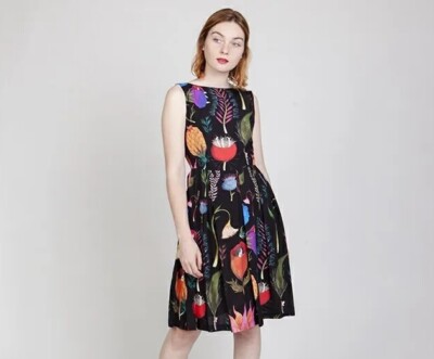 Ethical New Medium 38 La Casita De Wendy Floral Surrealistic Dress