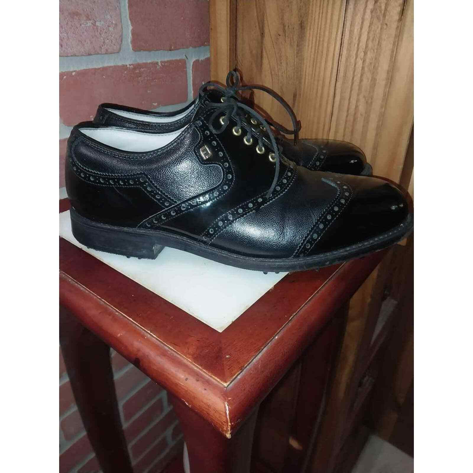 Vintage FootJoy Men's Black wingtip Golf Shoes Size 9 eBay