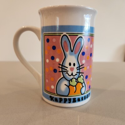 Easter, Royal Norfolk Easter Bunny Coffee Tea Mug Cup Happy Easter, Polk-a-dots
