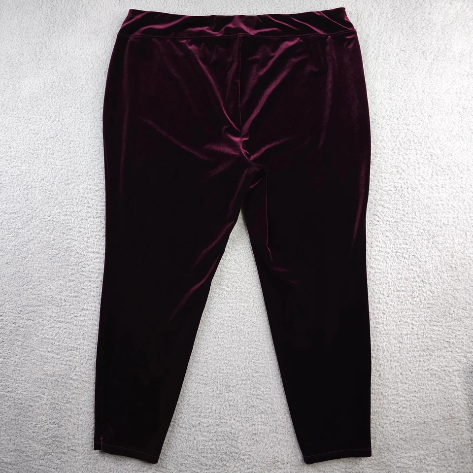 Talbots Pants Womens 20W Red Pull On Velvet Ankle Zip High Rise Stretch Leggings - Image 2 of 4