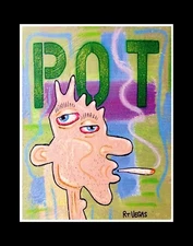 POT limited EDITION print RT VEGAS signed original marijuana folk outsider pop
