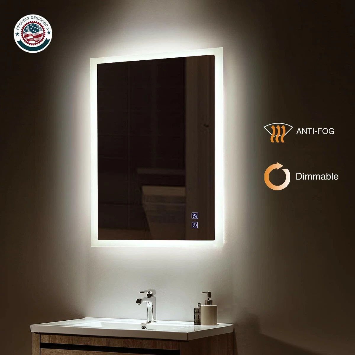 New ExBrite Slim Modern LED Vanity Bathroom Mirror Horizontal