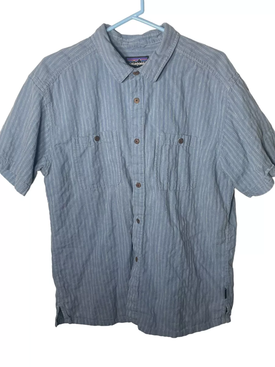 Patagonia Go to Shirt Short Sleeve Button Up Organic Cotton XL Blue