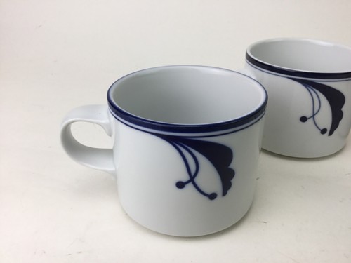 Set of 4 Dansk Flora Bayberry Blue 8 Oz Cups Mugs - Picture 2 of 4