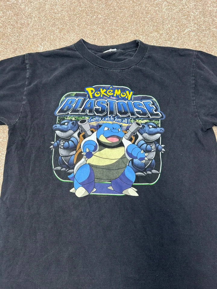Camiseta De Colección Nintendo Pokemon Blastoise Negra 1999 Talla Juvenil Talla Grande 18x25 Foto 2 de 4