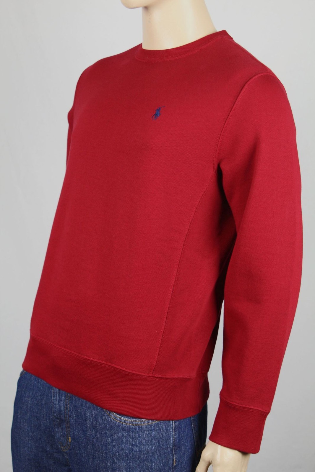Polo Ralph Lauren rossa pesante girocollo felpa blu navy pony nuova con etichetta