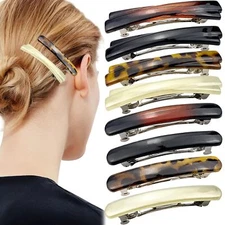 8PCS French Barrette Hair Clips for Women, Small Tortoise Shell Strong Hair Clip