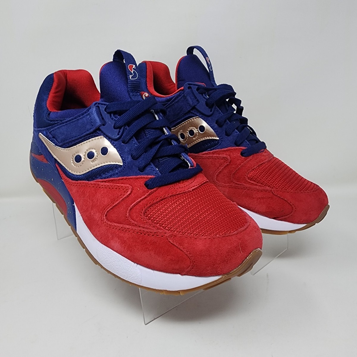 Saucony Running Shoes Mens Red Grid 9000 Sparring Suede Logo