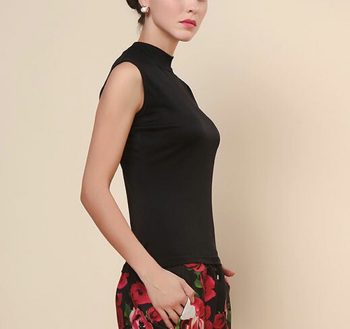 Pure Silk Knit Women'S Mock Turtleneck 