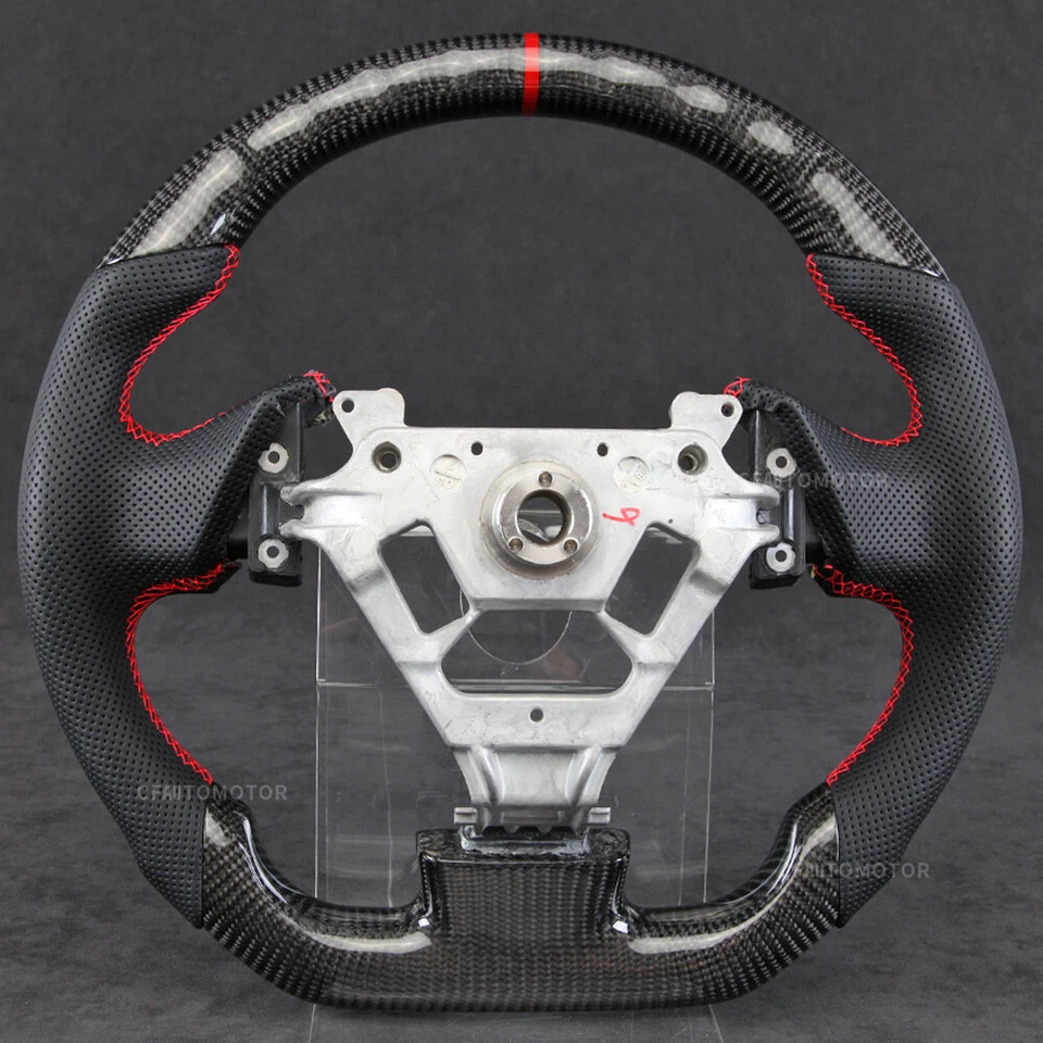 Carbon Fiber Perforated Leather Flat Steering Wheel Fits 04-07 Infiniti G35 GX35 - Изображение 3 из 4