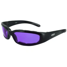 Global Vision Chicago Padded Motorcycle Riding Sunglasses Black w/ Purple Lenses