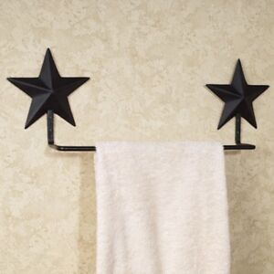 PRIMITIVE AMERICANA BURGANDY BARN STAR TOWEL HOLDER 16" x 7.5" x 3.25" 