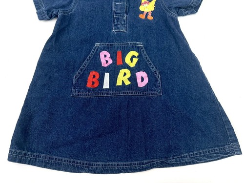 VTG Sesame Street Big Bird Denim Dress W/ Hoodie 4T - Picture 3 of 9