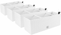 4X Balkonkasten Blumenkasten Rattan-Optik Pflanztopf BlumenküBel Weiß Pafen