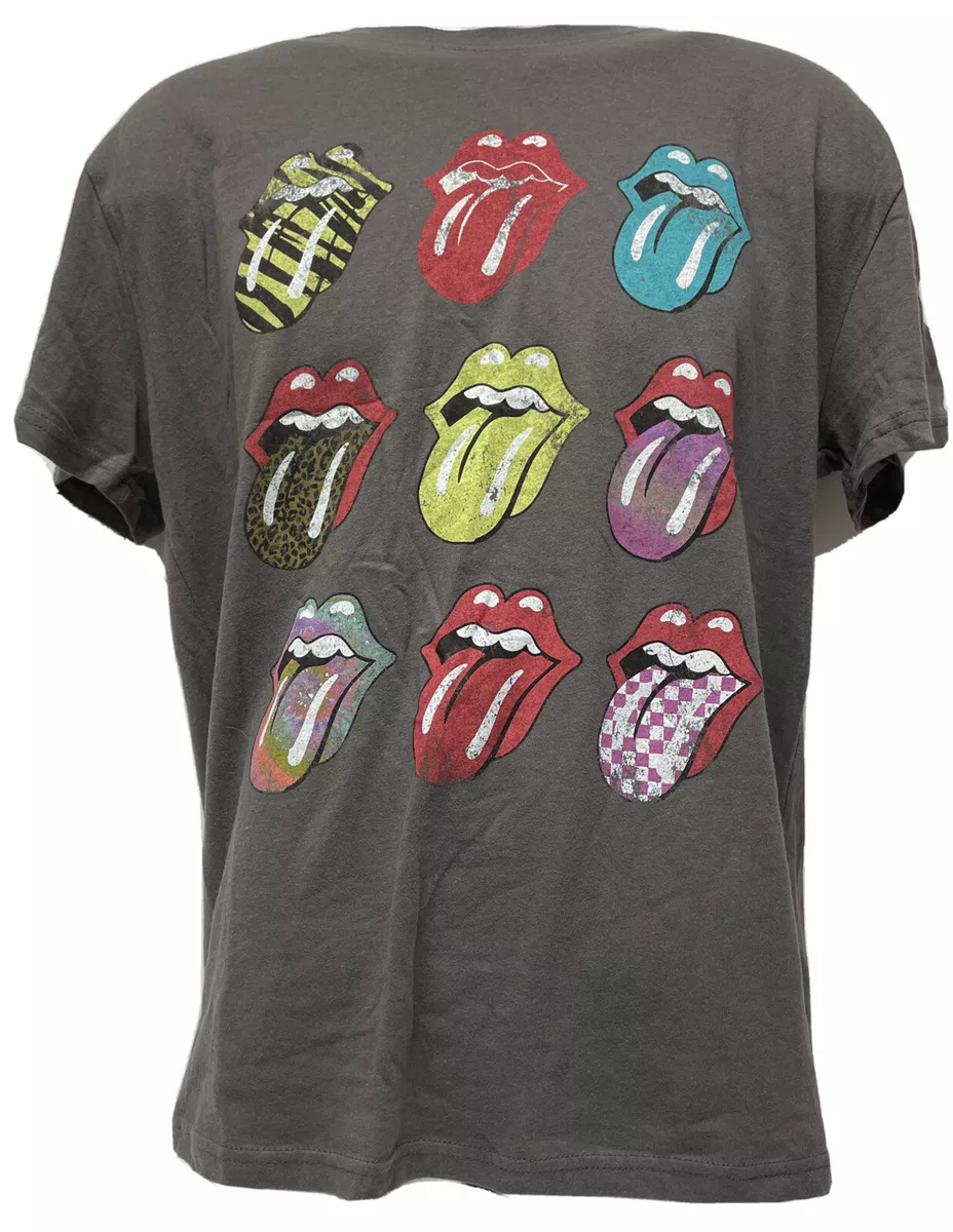 The Rolling Stones Men s Grey Colorful Graphic T Shirt Size L eBay