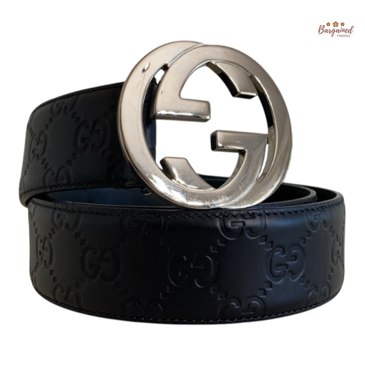 Authentic Gucci Black Guccissima Leather Silver Interlocking G