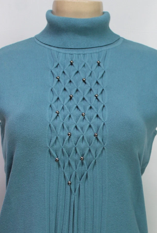 Suéter para mujer RQT cuello tortuga sin mangas verde talla pequeña PM Foto 3 de 4