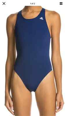 Adidas Womens Vortex Open Back One Piece Swimsuit Sz 26 Navy AWX8610 $70 NWT