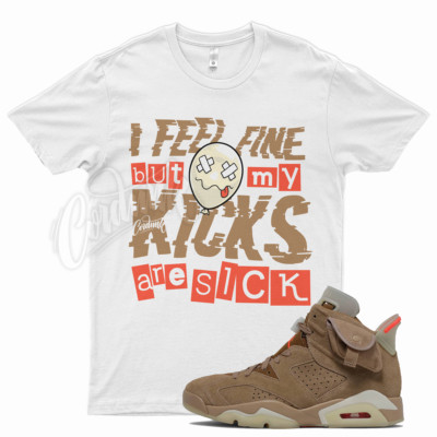 White SICK V2 T Shirt for J1 6 British Khaki Travis Scott Cactus Jack 4