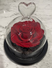 Preserved lasting Red Rose In Glass Heart Top Dome Valentines Day Christmas Gift