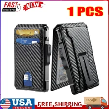 Men Slim Pop Up Bifold Wallet with Money Clip, Minimalist Wallet RDIF Blocking