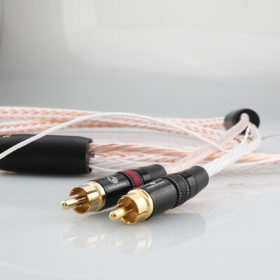 1.5 HiFi Audio RCA Tonearm Cable Gold Plated 7N OCC Signal Cord with Ground Wire