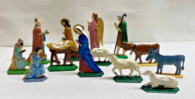 Wilhelm Schweizer Nativity Set ~13 Pieces~ Retired ~RARE~ From 1950's Molds