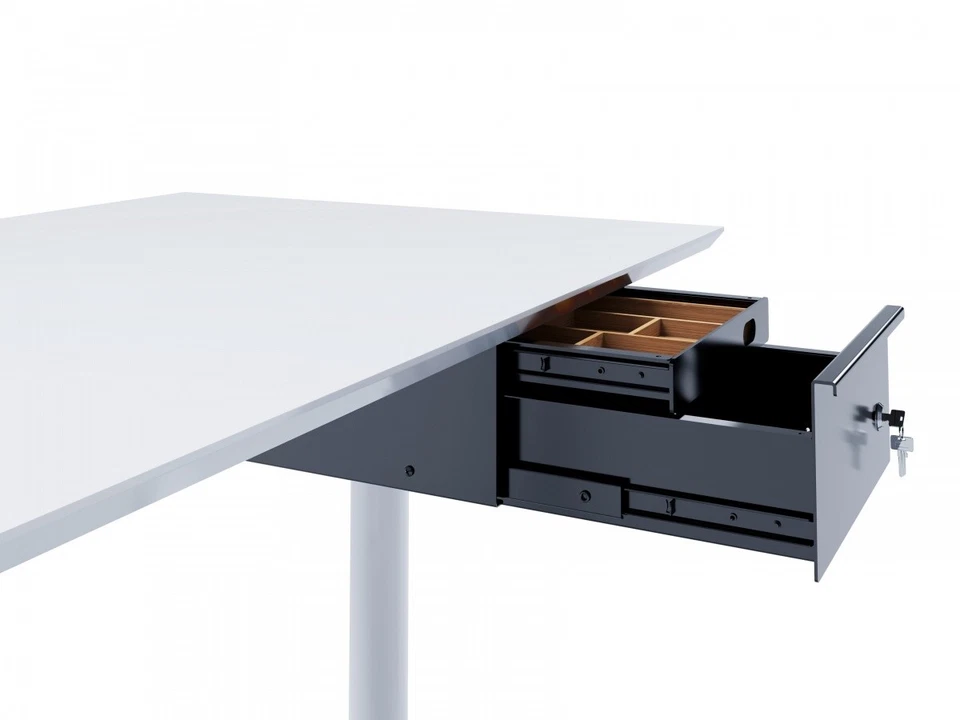 Schreibtisch Schubladenbox Duo, GRIP schwarz, abschließbar Materialschublade