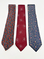 Lot of 3 Giorgio Armani Neck Ties Red Blue Abstract 100 Pure Silk Made in Italy