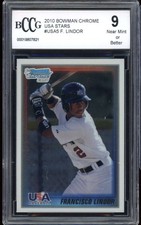 Francisco Lindor Rookie Card 2010 Bowman Chrome USA Stars #USA5 BGS BCCG 9. rookie card picture