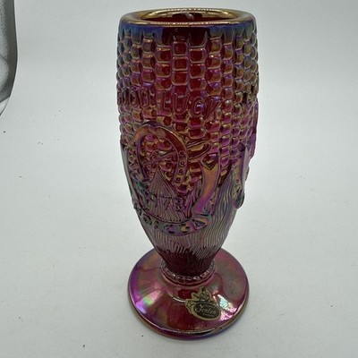 Fenton Red Carnival Glass 1978 HOACGA Good Luck Corn Maize Vase